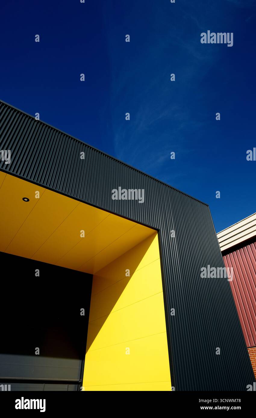 Modern industrial structure showcasing a bold mix of vertical lines and ...