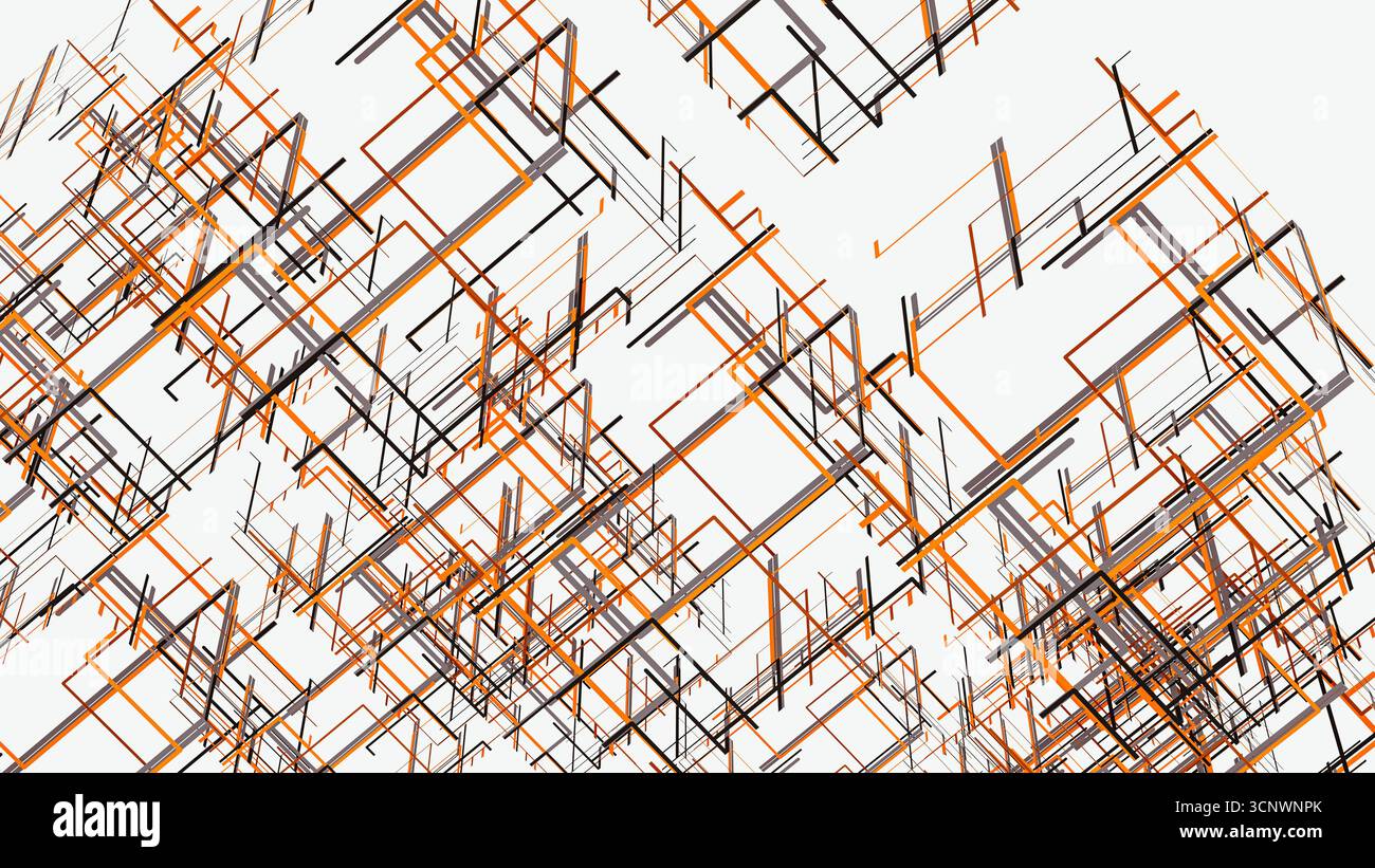 Vibrant lines create an engaging 3D abstract space, reflecting data movement and enhancing depth perception Stock Photo