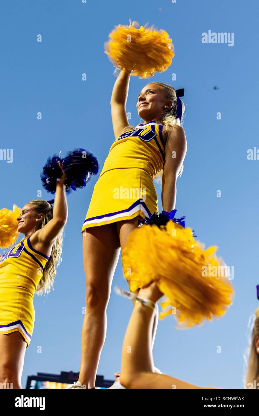 BATON ROUGE, LA - SEPTEMBER 13: LSU Tigers cheerleaders entertain the ...