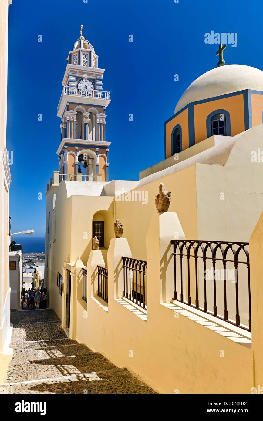 Santorini Greece. Fira. Holy Cathedral of Saint John the Baptist Stock ...