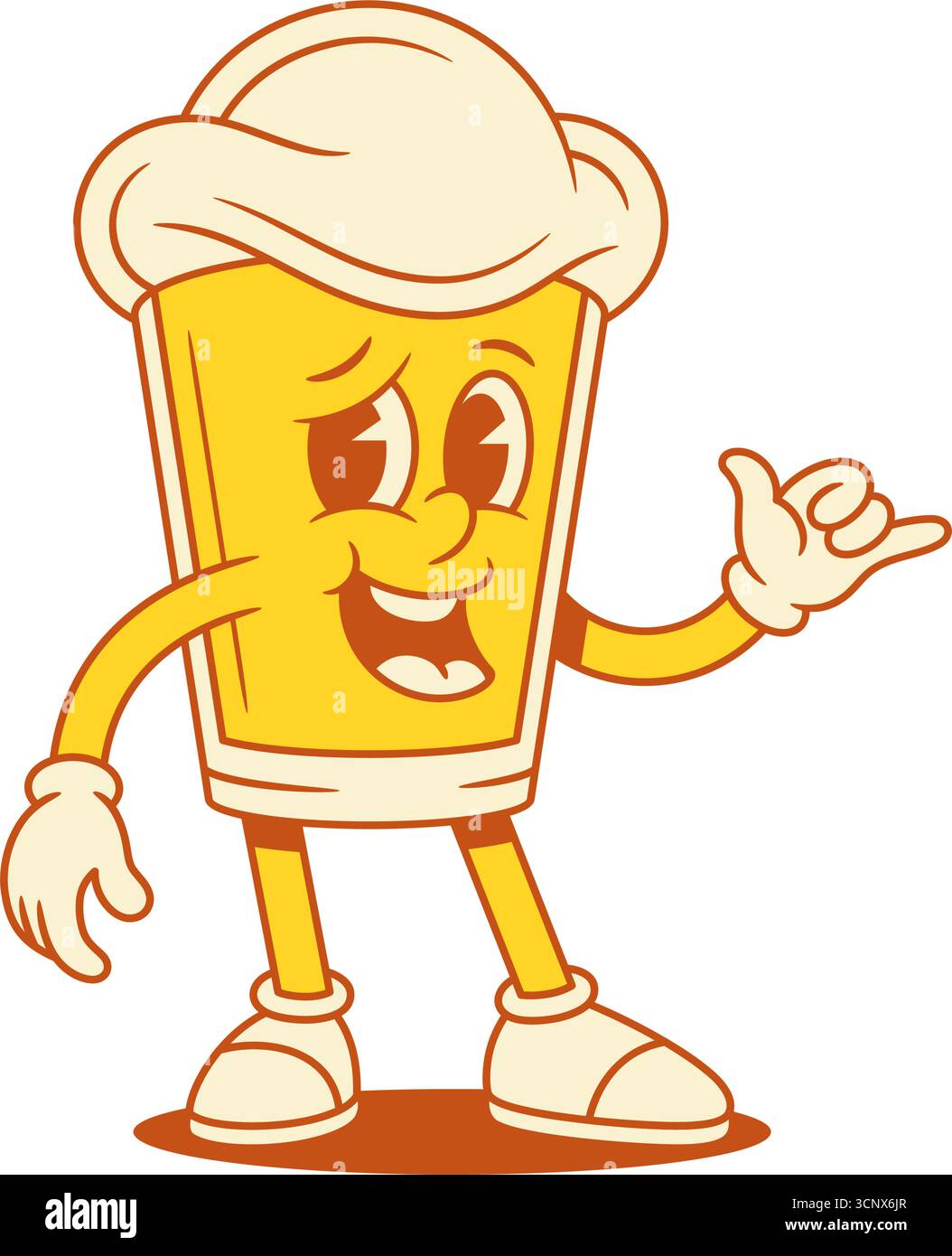 Funny beer glass cartoon character surf chill gesture vector flat ...