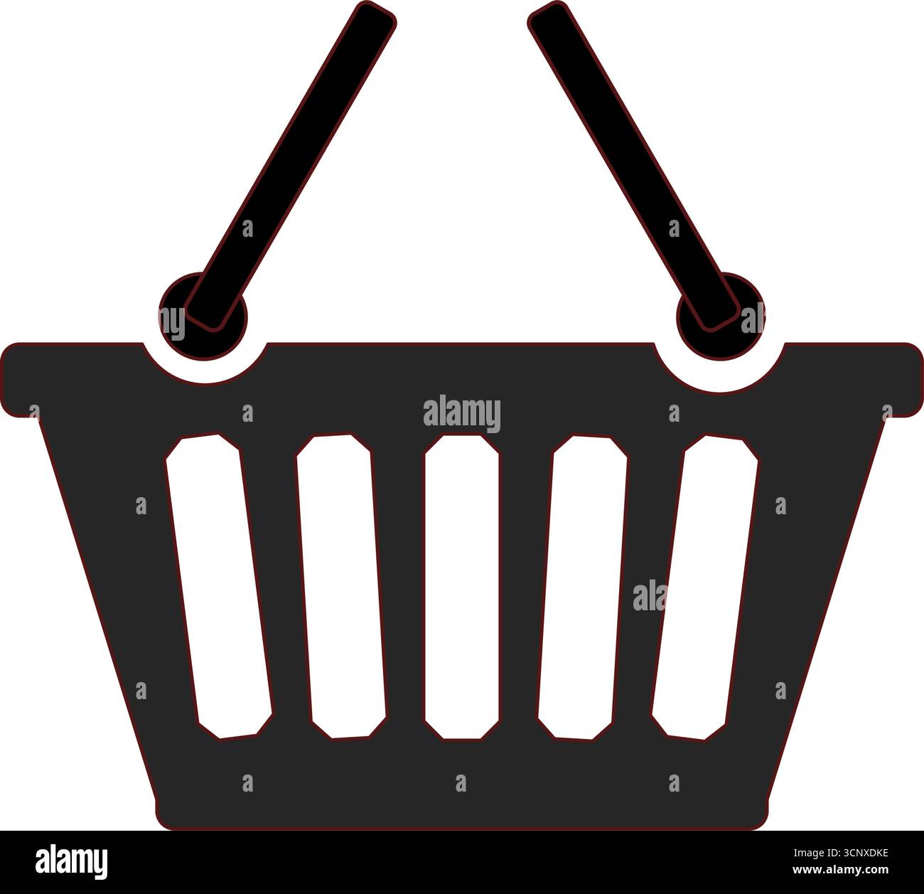 Black shopping basket with handles vector icon Stock Vector
