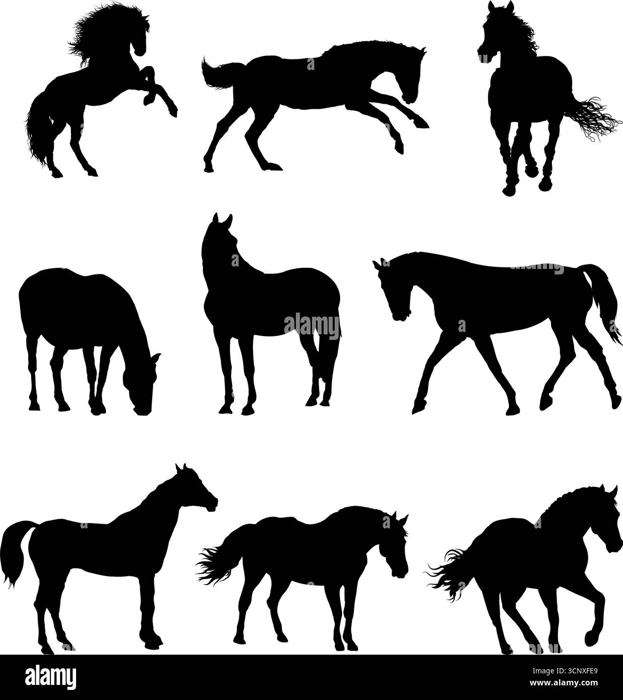 Set of four black horse silhouettes - vector illustration Stock Vector ...