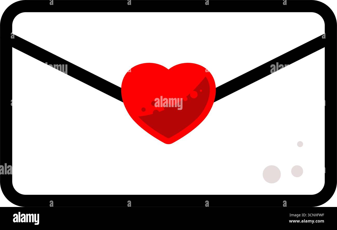 Love mail envelope with a red heart - vector icon Stock Vector