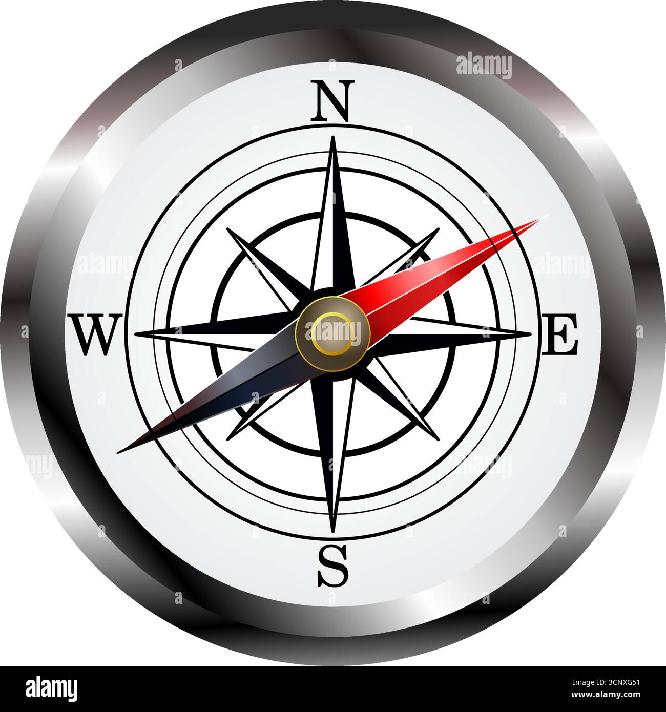 Shiny metallic compass vector illustration Stock Vector
