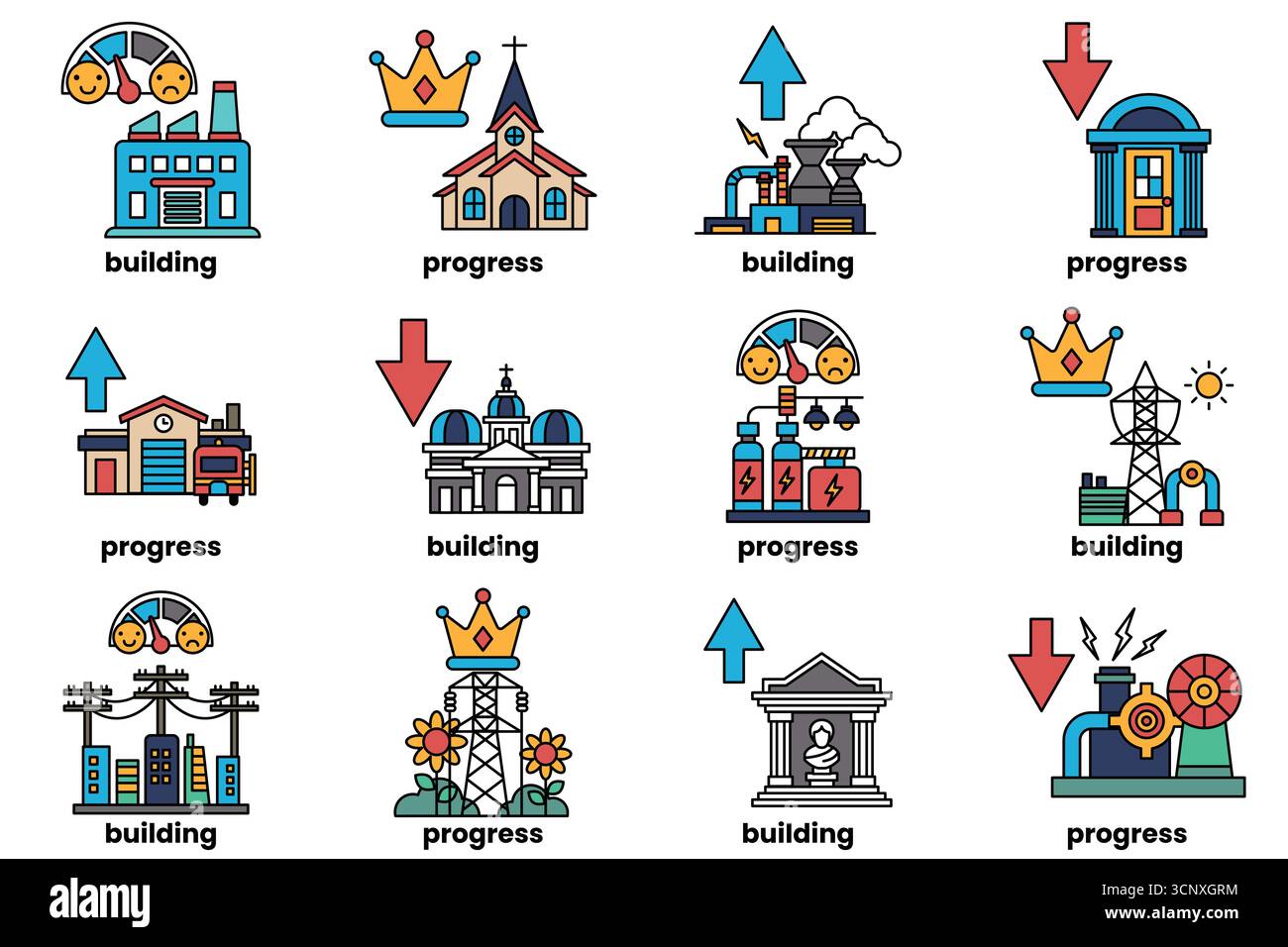 The image is a series of icons that represent different stages of ...