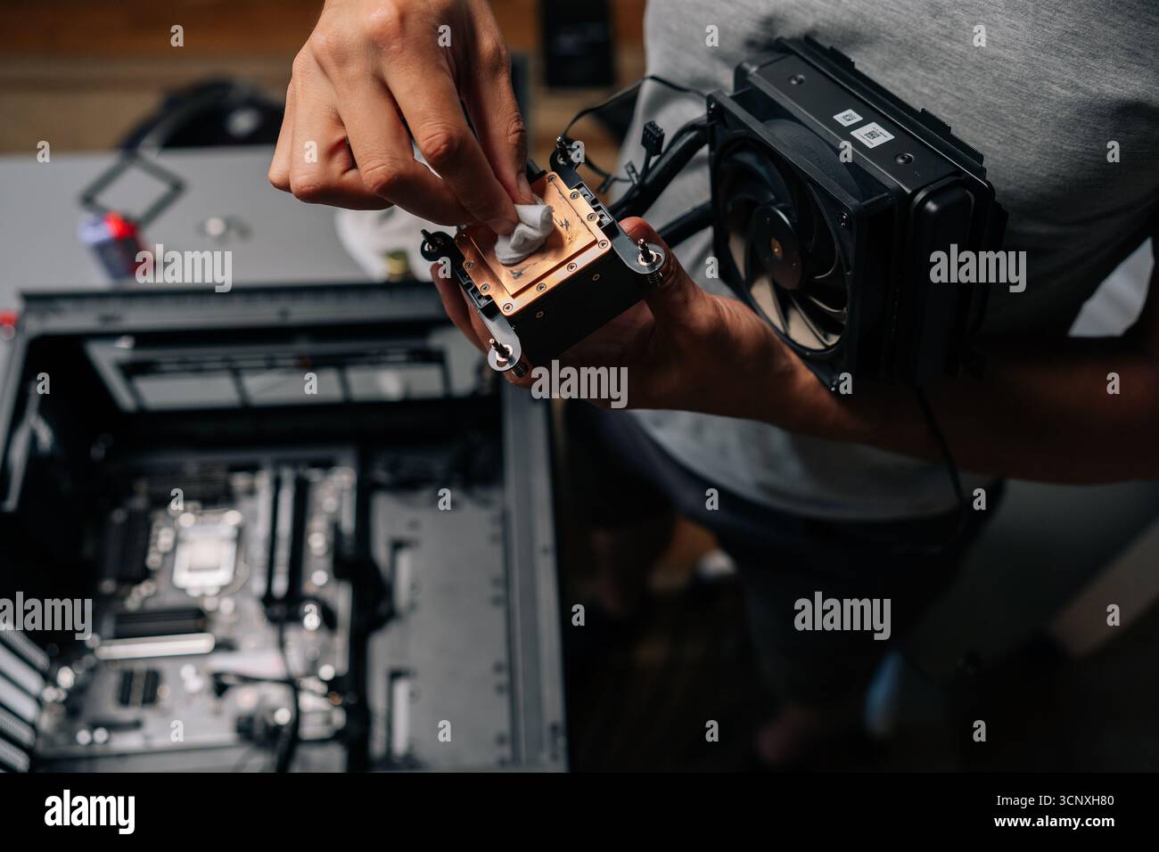 Reassemble Computer Closeup motherboard on black cloth hi-res stock photography and images ...
