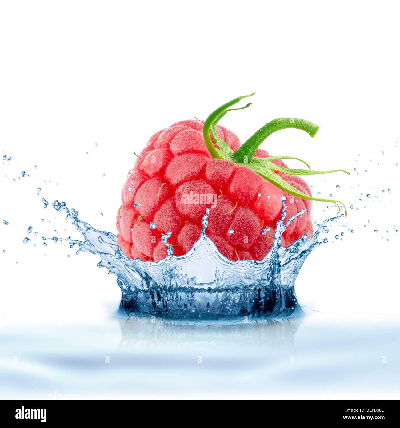 Raspberry Water Splash on White Background Stock Photo - Alamy