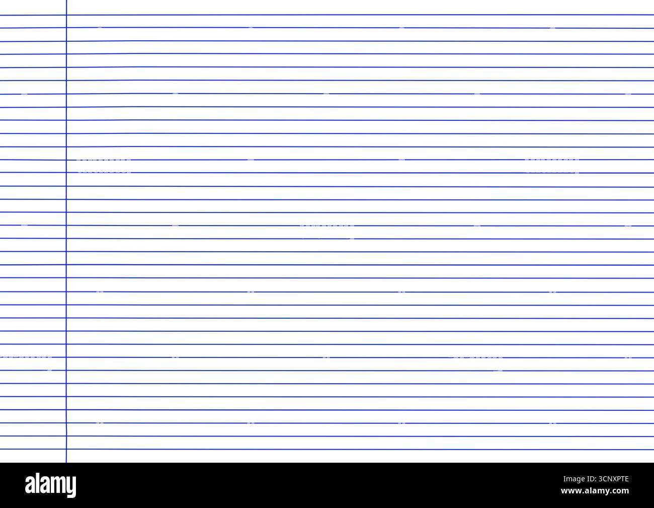 Blank notebook paper with blue horizontal lines and a vertical margin ...