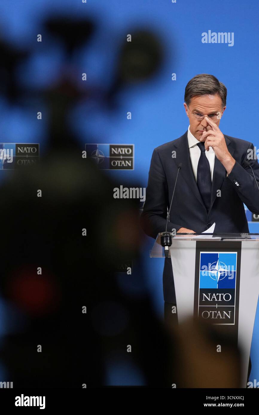 NATO Secretary General Mark Rutte speaks during a media conference at ...