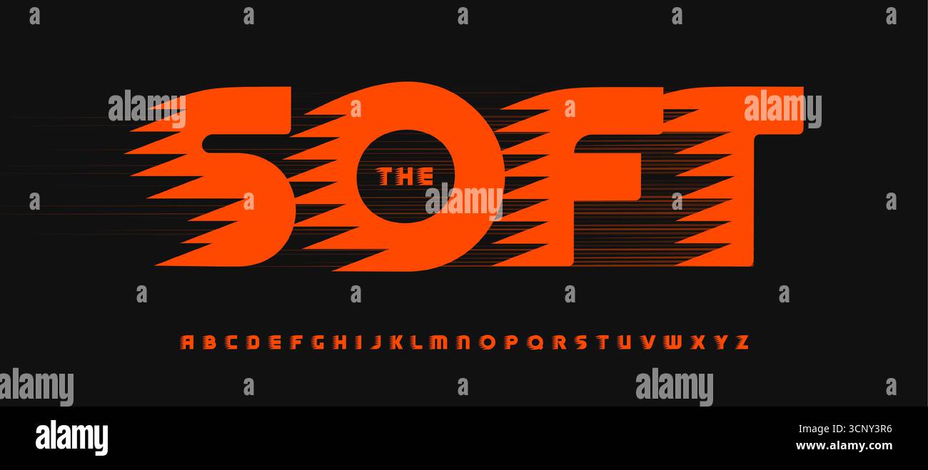 Cyberpunk dynamic alphabet, bold speed letters, fast startup logo ...