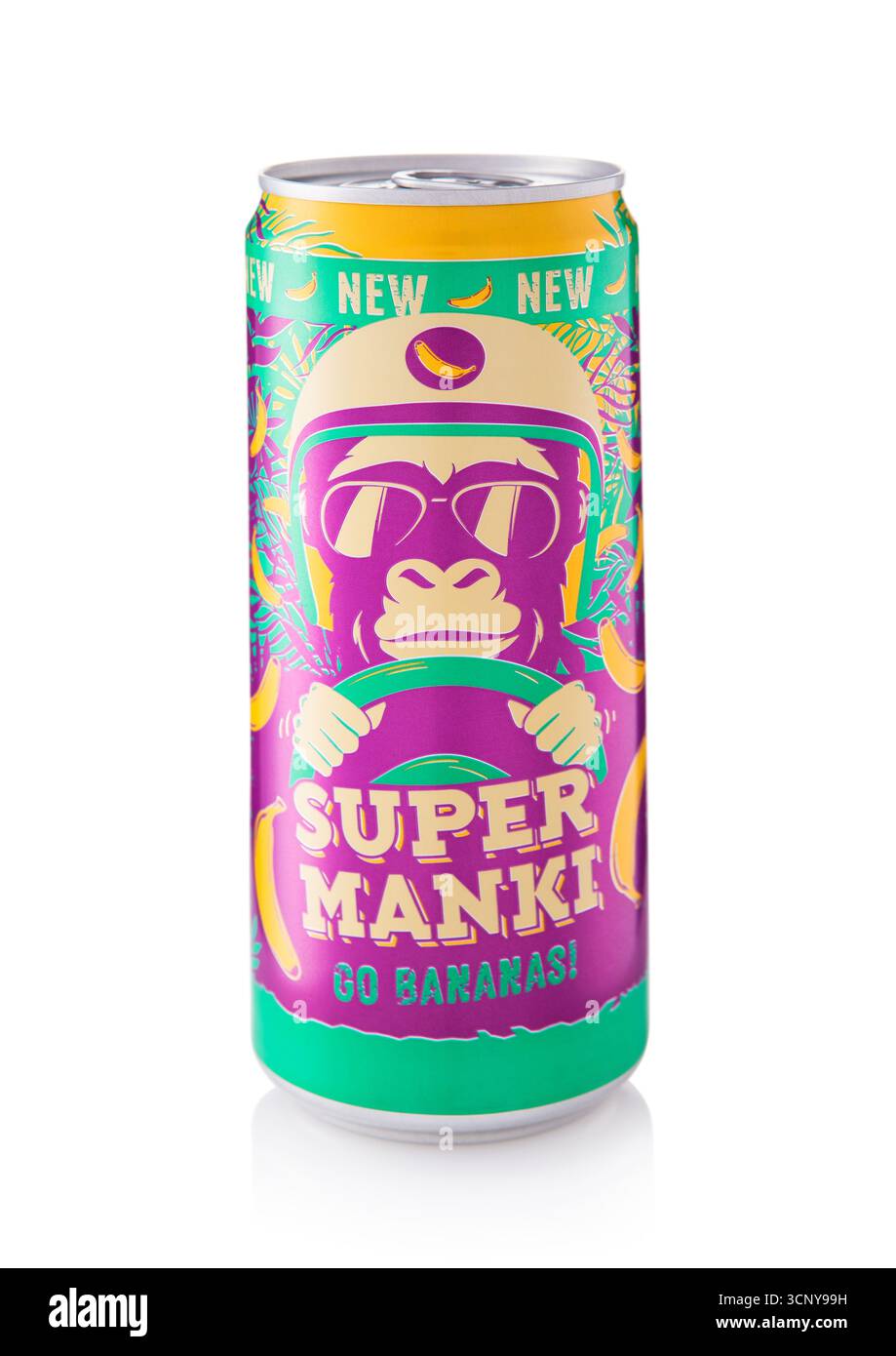 LONDON UK SEPTEMBER 19 2025 Super Manki Go Banana Soft Soda Drink london-uk-september-19-2025-super-manki-go-banana-soft-soda-drink