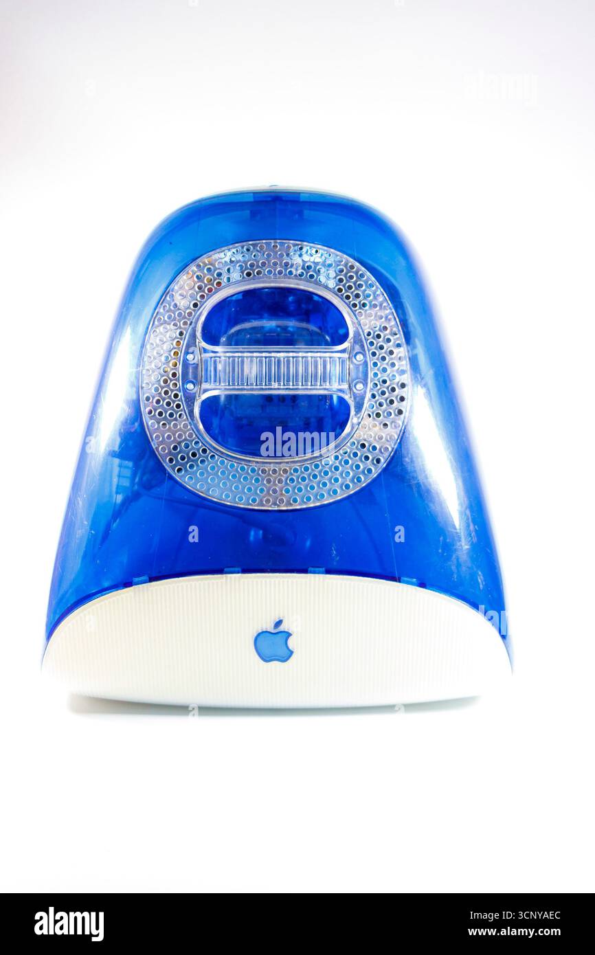 bondi Blue and white translucent vintage apple imac G3 computer