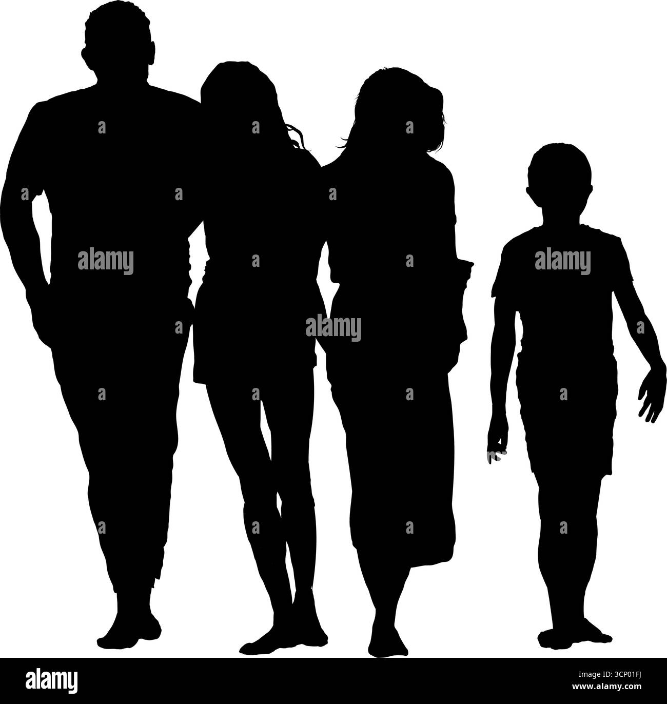 Family black silhouette walking together - vector illustration Stock ...