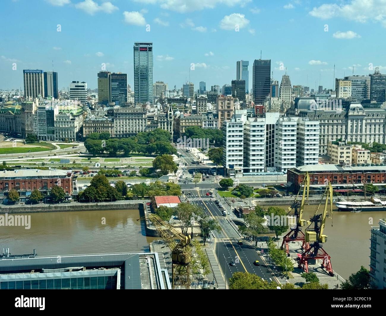 Aerial view of downtown Buenos Aires city with skyscrapers and historic buildings - Smartphone Captured Stock Image