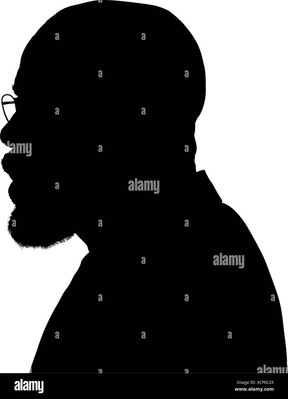 African man with glasses silhouette - vector illustration Stock Vector ...