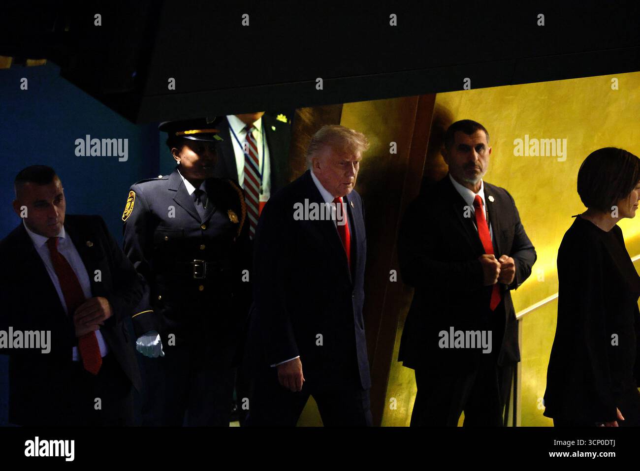 United States President Donald J. Trump, center, arrives on the first ...