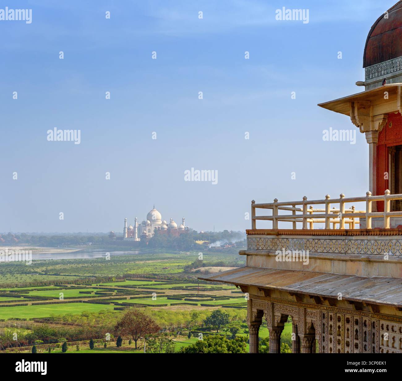View of the taj mahal from agra fort hi-res stock photography and