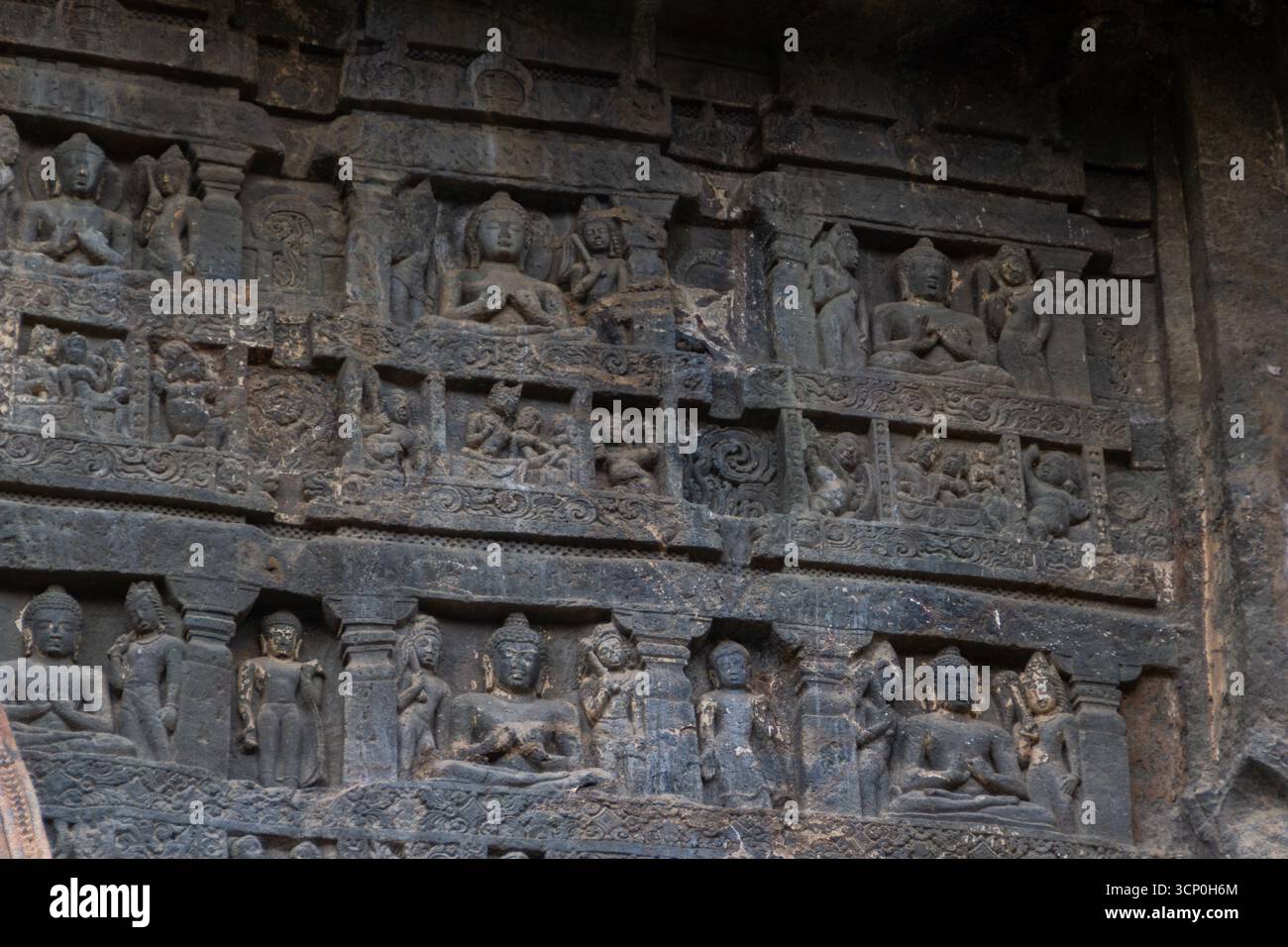 Wall of Ancient Buddhist Panel Carvings Stock Photo - Alamy