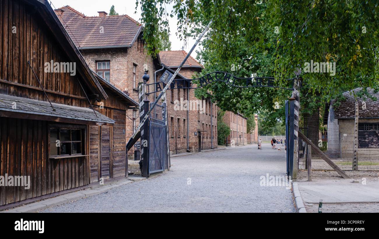 Auschwitz Birkenau, Poland, 30 August 2025, the entrance of the ...