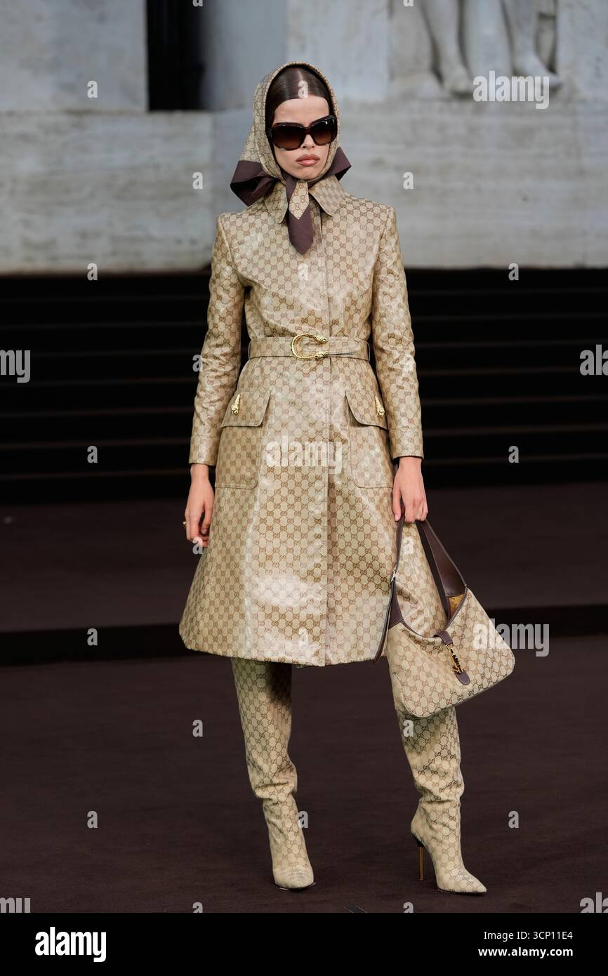 A model wears a creation part of the Gucci's Spring Summer 2026 ...