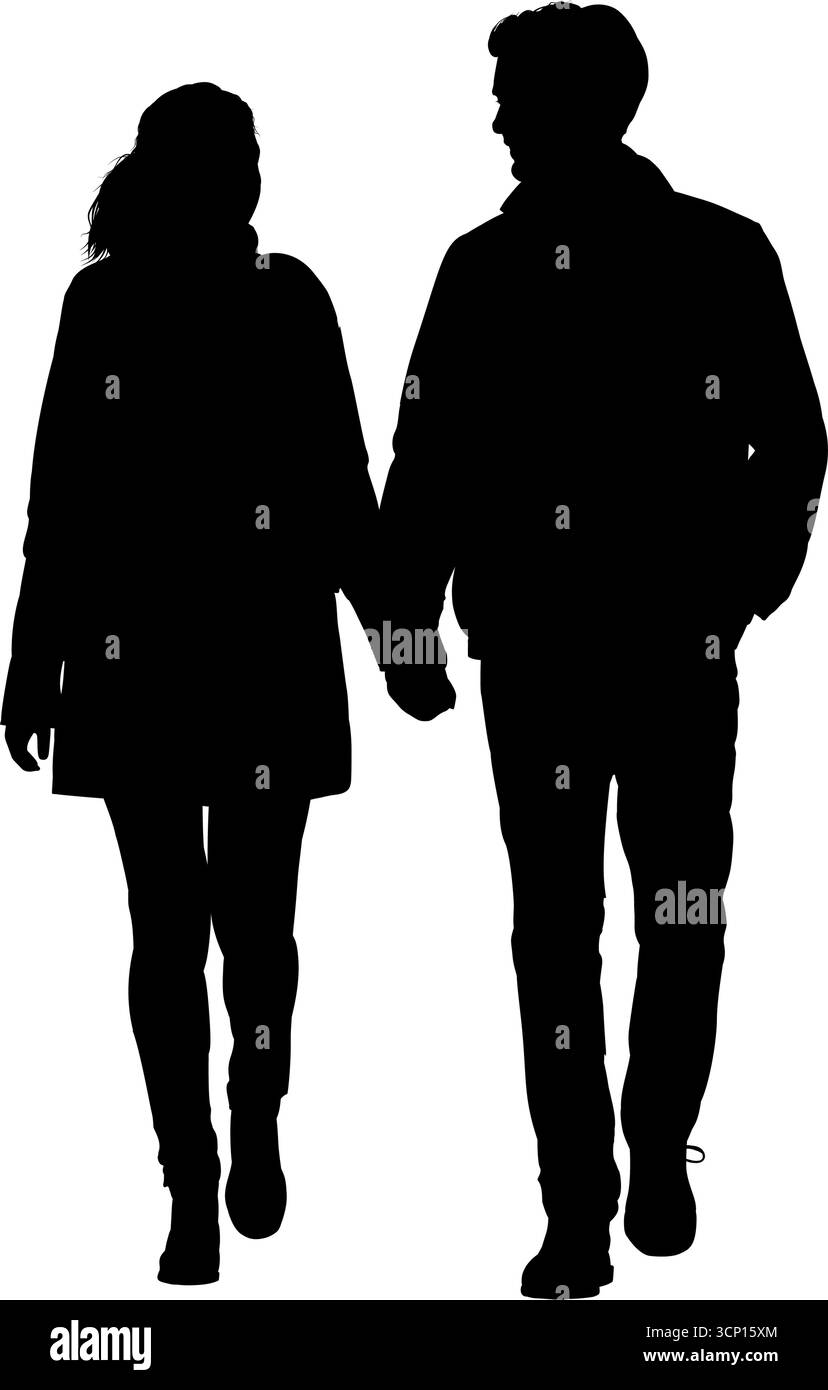 Couple holding hands black silhouette Stock Vector Image & Art - Alamy