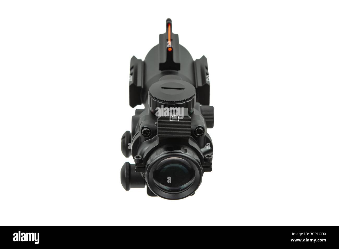 A modern black rifle scope with a built-in rear sight Stock Photo - Alamy