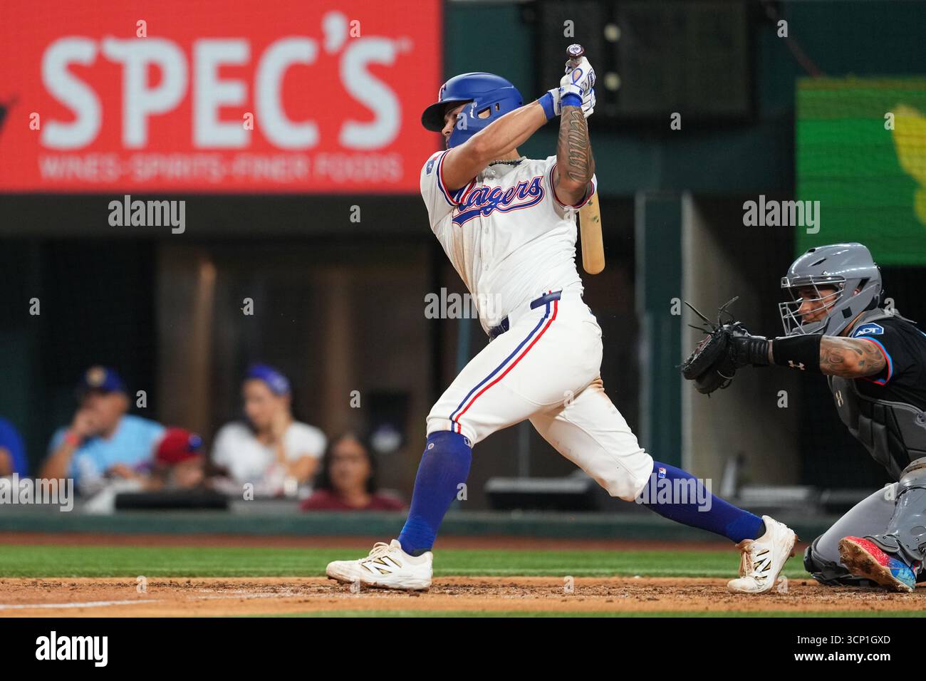 Cody Freeman Rangers Texas Rangers' Cody Freeman follows through on a swing against the ...