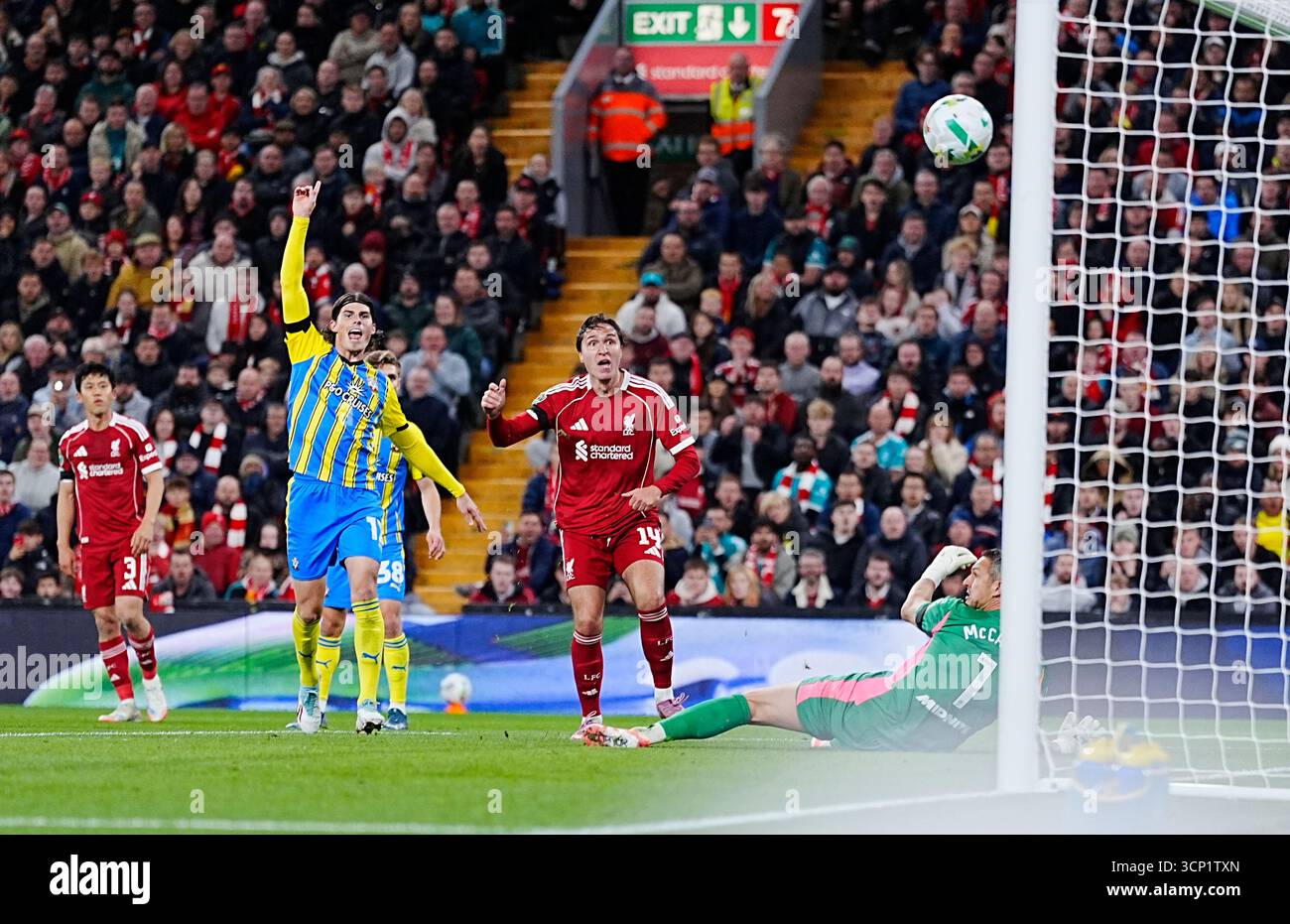 Liverpool's Federico Chiesa scores their side's second goal of the game ...