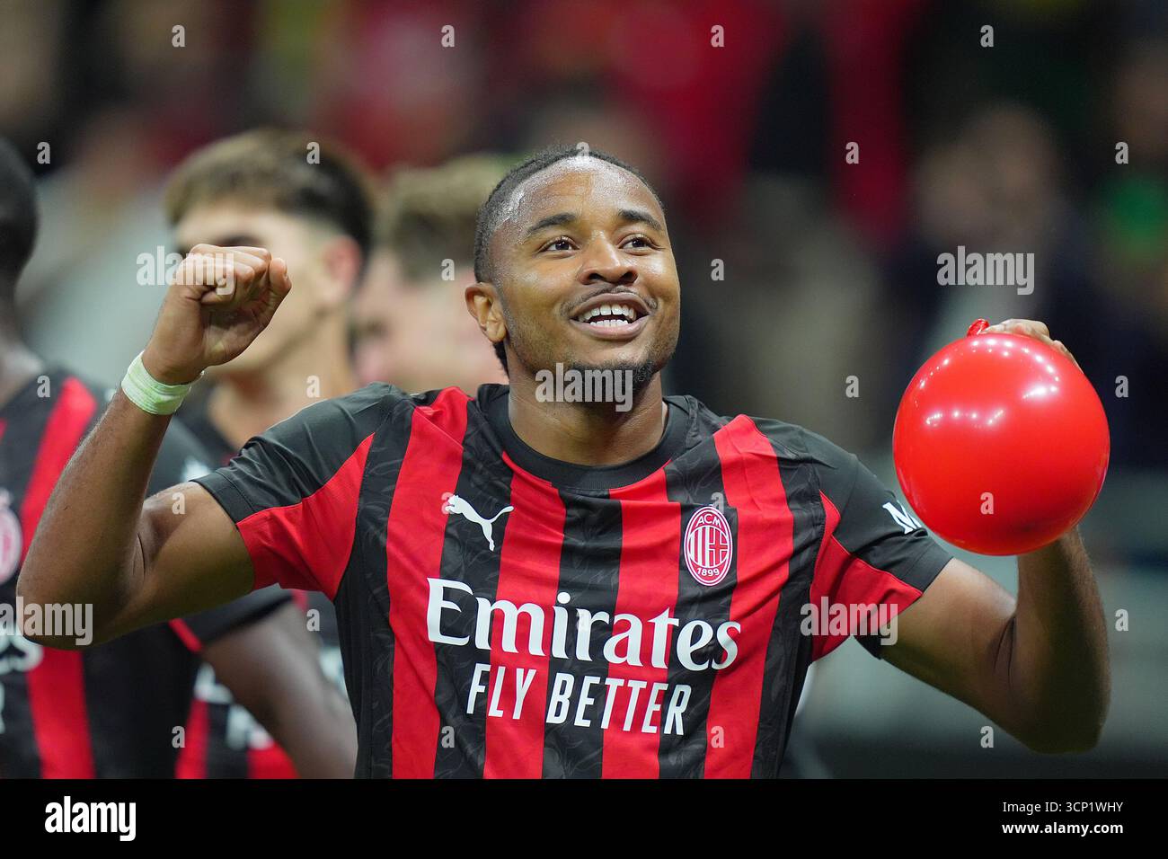 AC Milan's Christopher Nkunku celebrates after scoring 2-0 during the ...