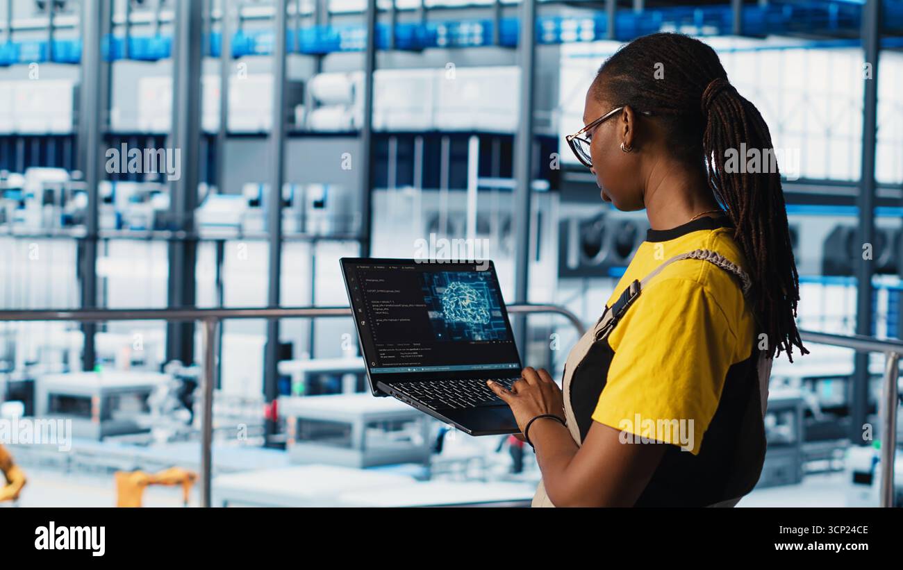 Factory Camera Augmented Reality Engineers in industry 4.0 industrial plant controlling automated ...