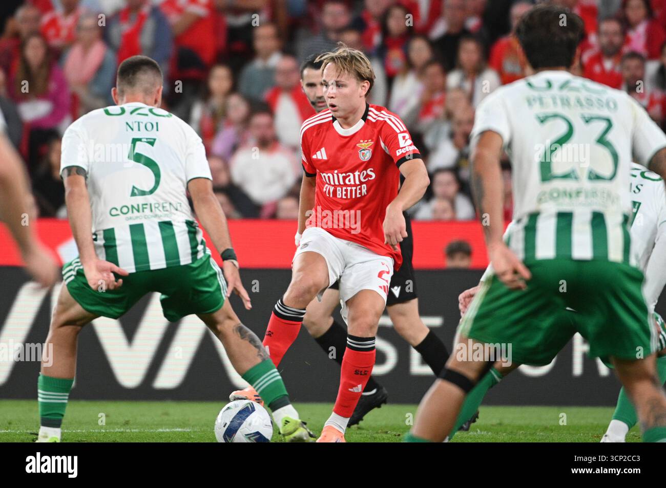 Lisbon, Portugal. 23 September 2025. Andreas Schjelderup forward of SL ...
