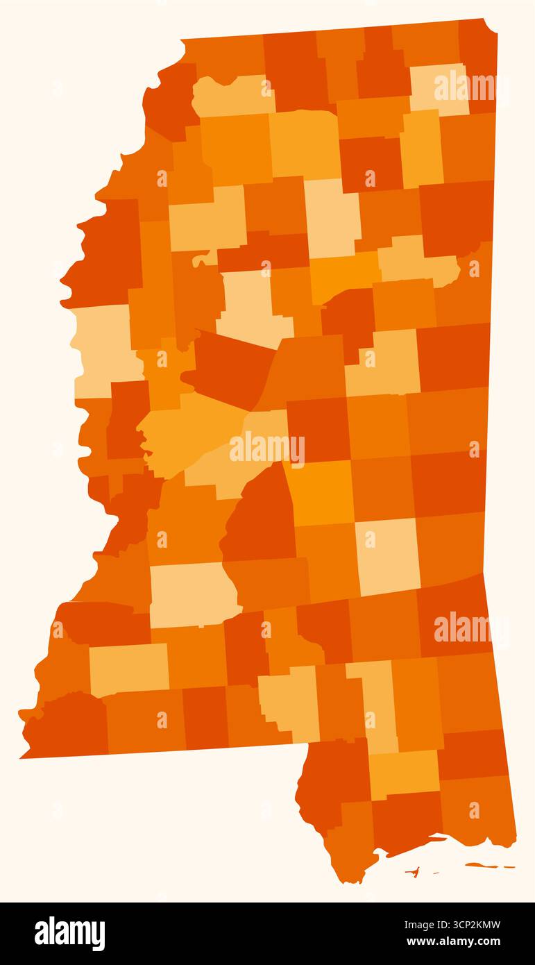 Map of Mississippi with counties. Just a simple state border map with ...