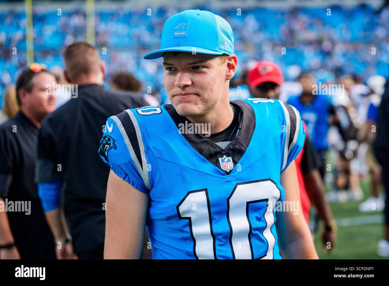 Carolina Panthers kicker Ryan Fitzgerald (10) looks on after an NFL ...