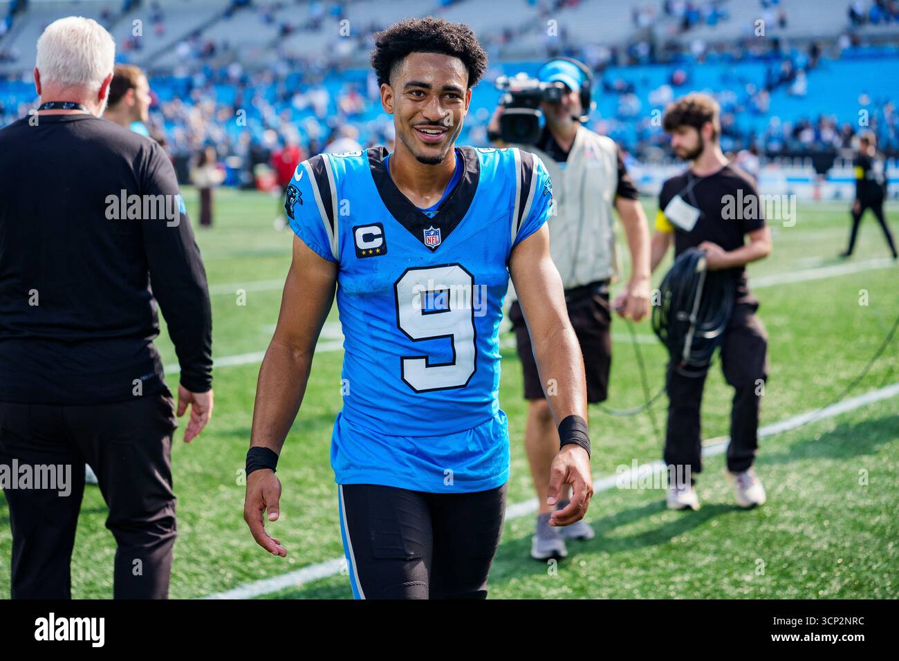 Carolina Panthers quarterback Bryce Young (9) looks on after an NFL ...