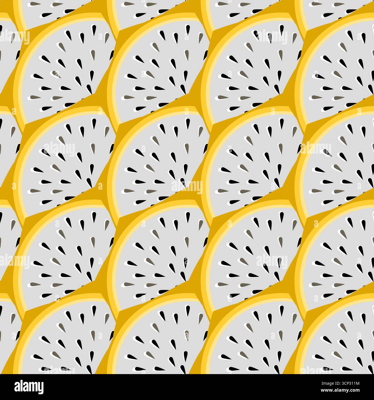 Yellow Pitaya slices seamless tropical pattern vector illustration Stock Vector
