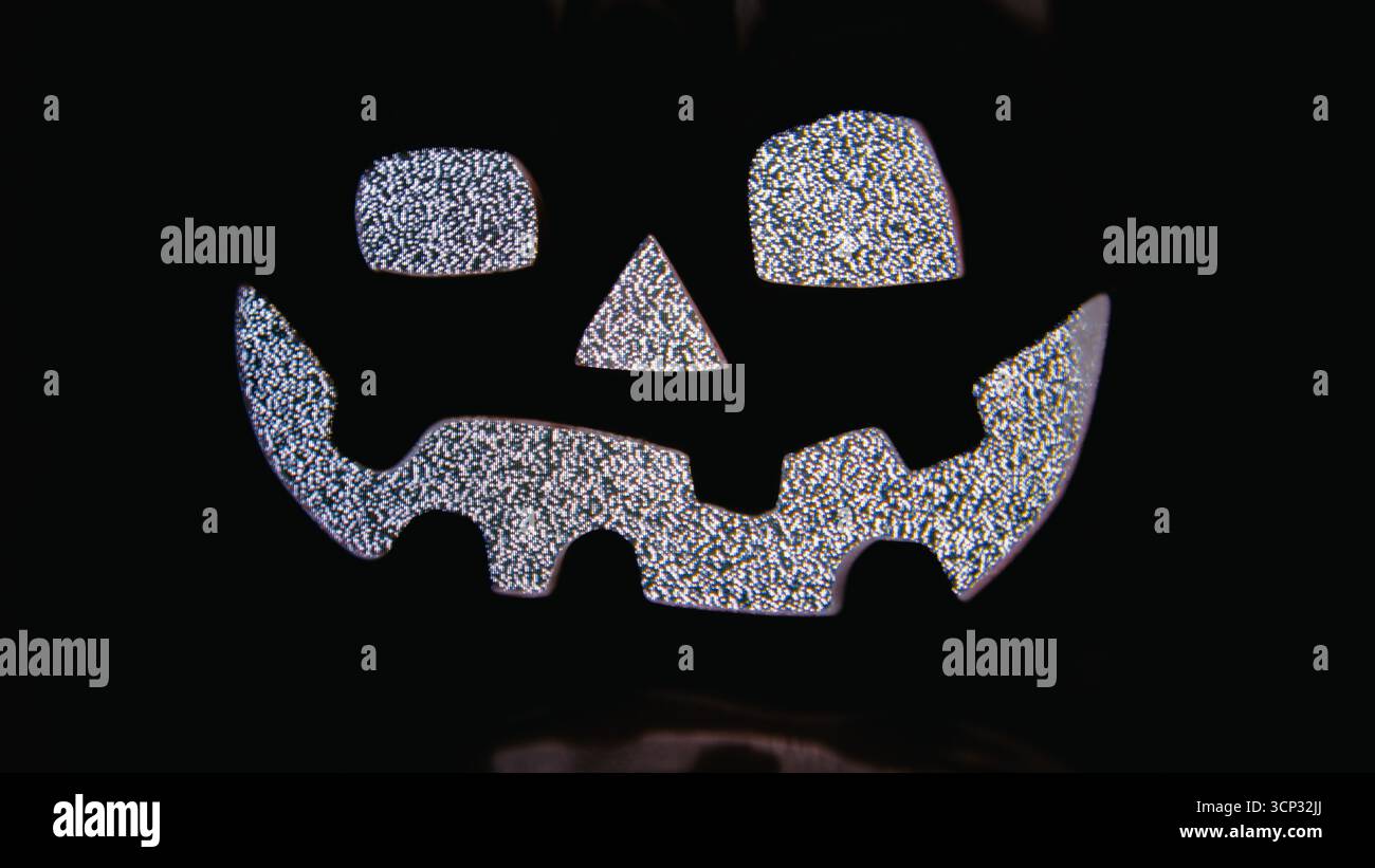 Jack O Lantern Face With Television Static  Stock Photo