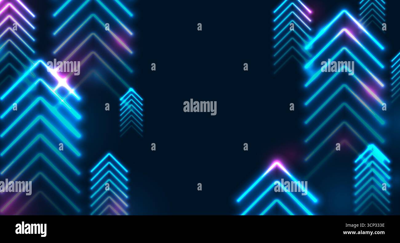 Bright blue abstract neon arrows tech futuristic background. Vector ...