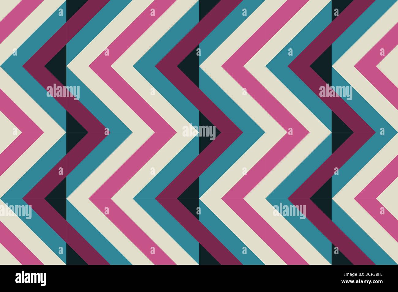 Colorful zigzags, diamonds, and optical illusion, seamless geometric vector pattern . Bold abstract design background, fabric, wallpaper, cover design Stock Vector