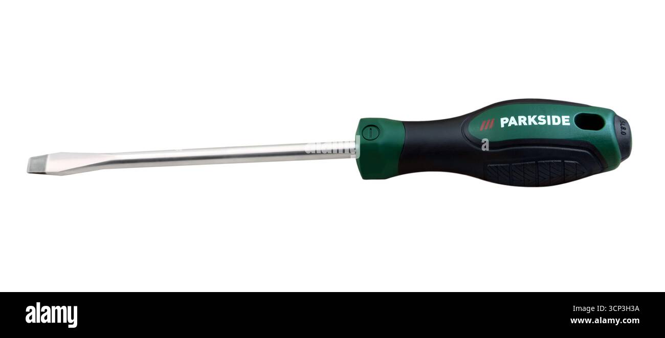 Screwdriver Parkside isolated on white background Stock Photo