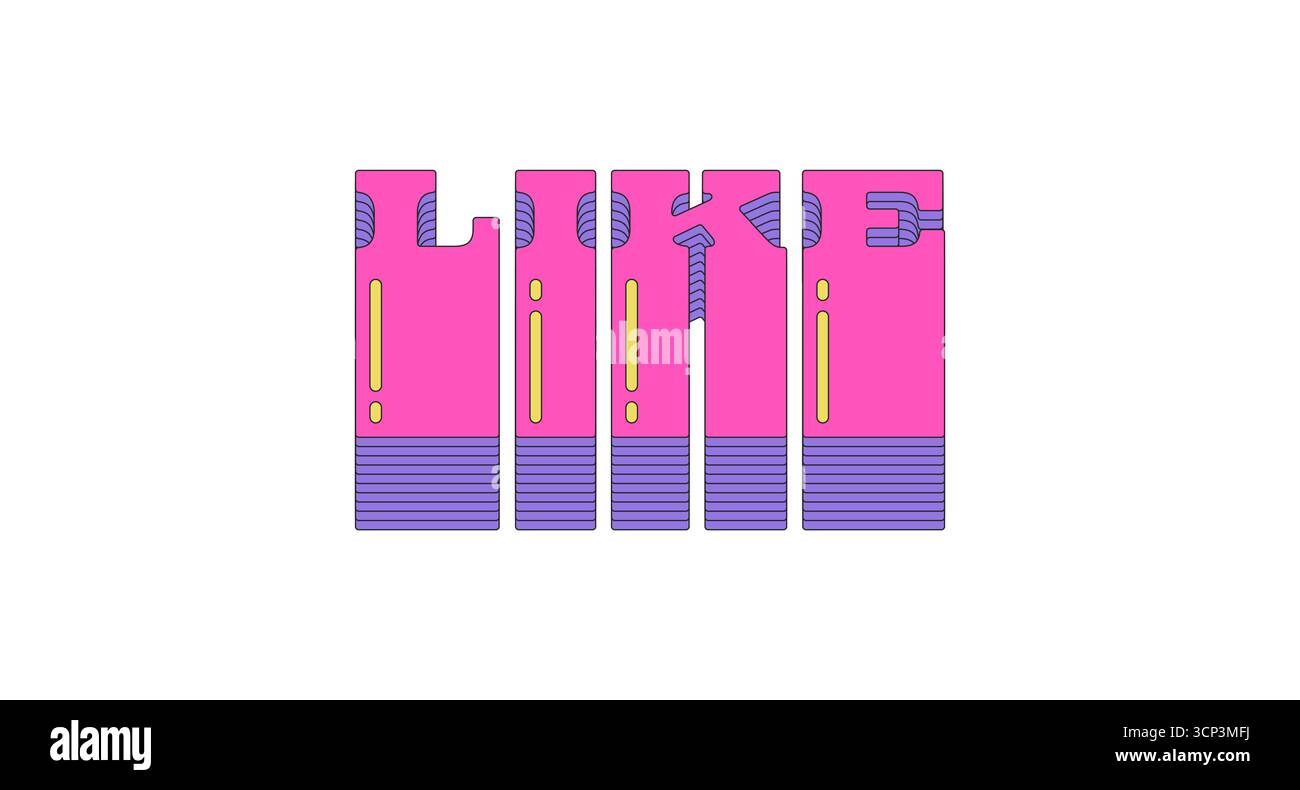 Like layered pink vaporwave button typography Stock Vector