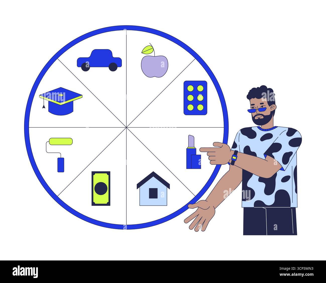 Personal budgeting 2D illustration concept Stock Vector