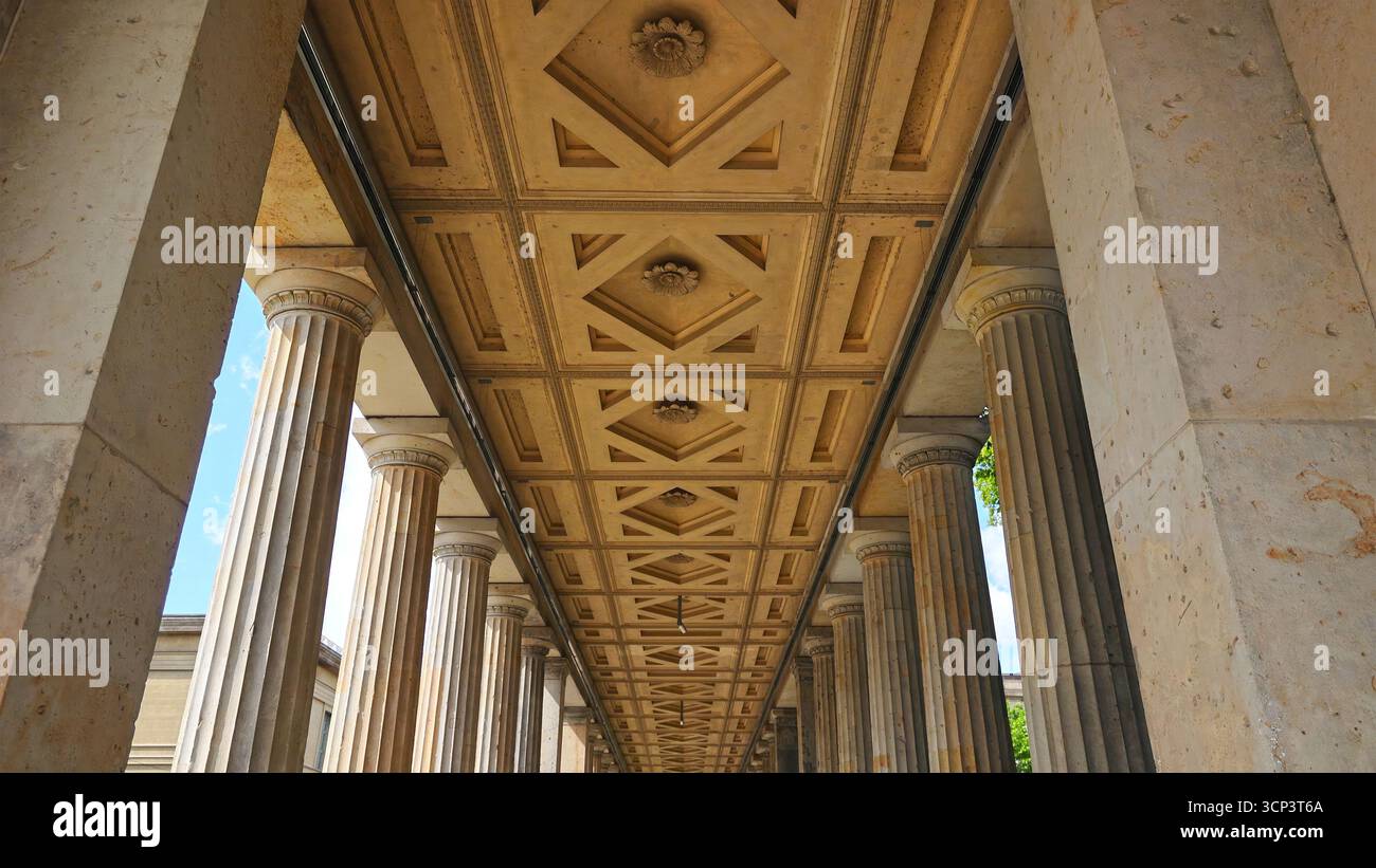 Classical Colonnade with Ornate Ceiling in Historic Building ...
