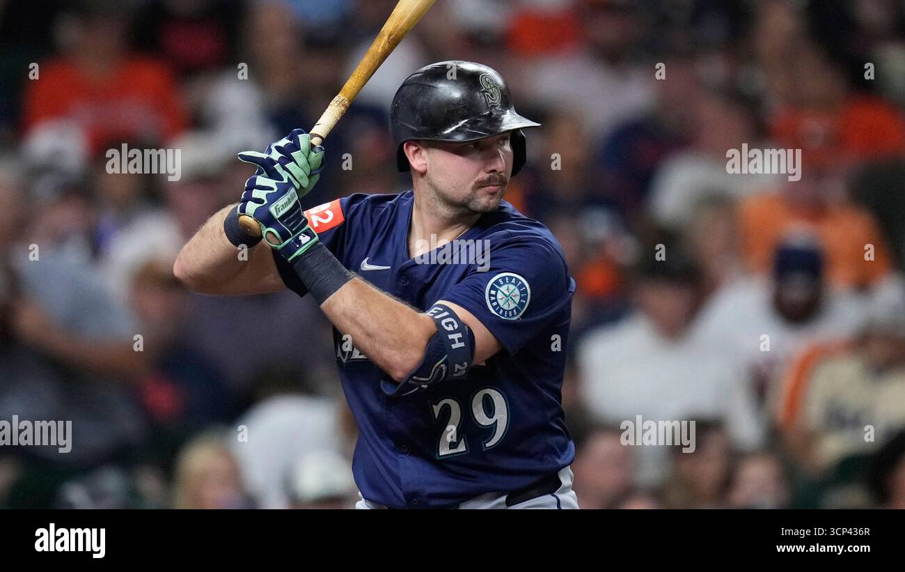 Seattle Mariners' Cal Raleigh bats against the Houston Astros during ...