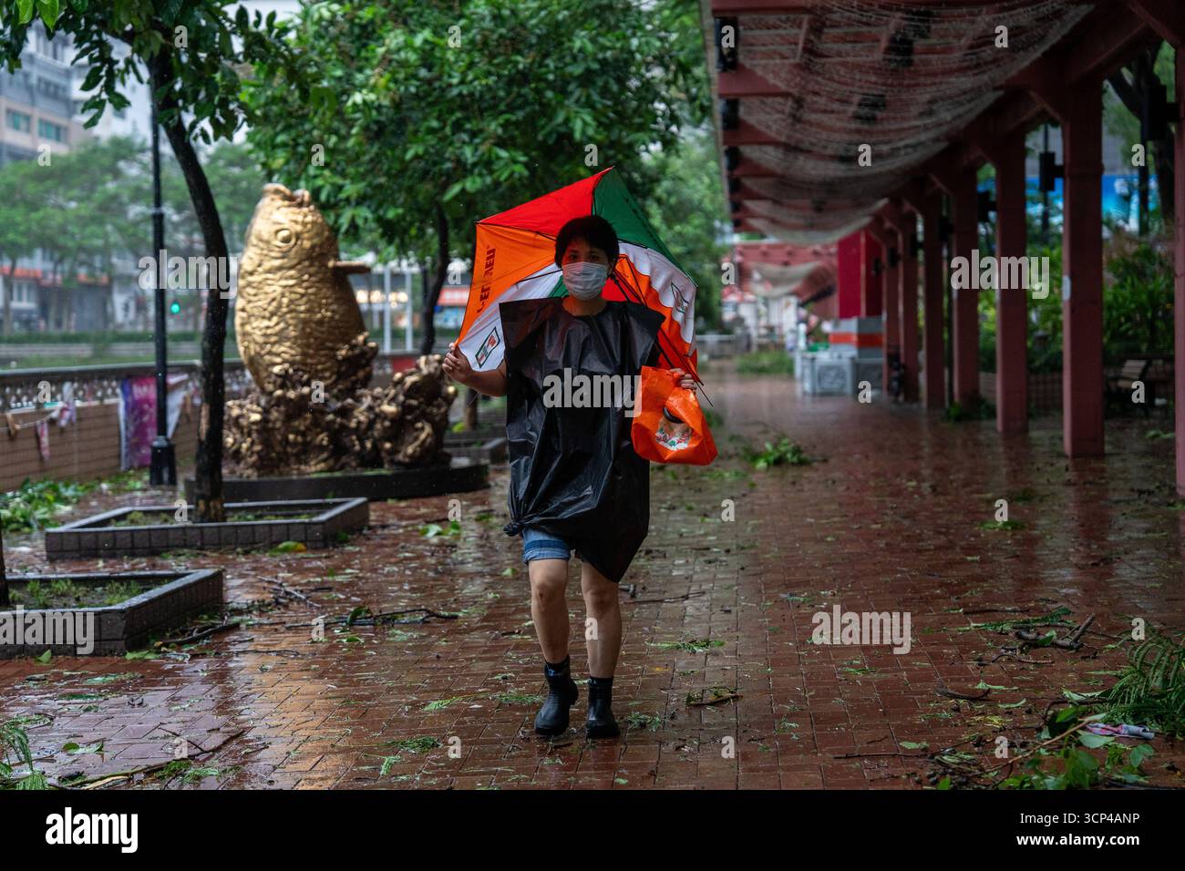 Signals Ragasa Hong Kong During Typhoon Ragasa A women holding an umbrella as Typhoon ...