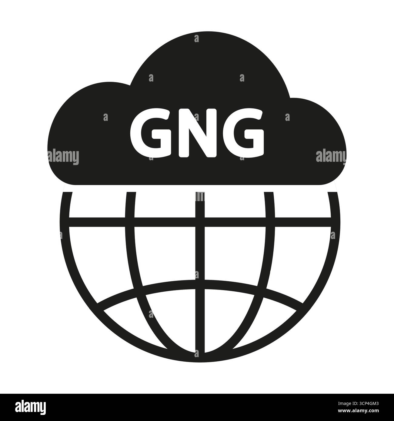 Cloud network icon. GNG text symbol. Global connectivity Vector. Data ...
