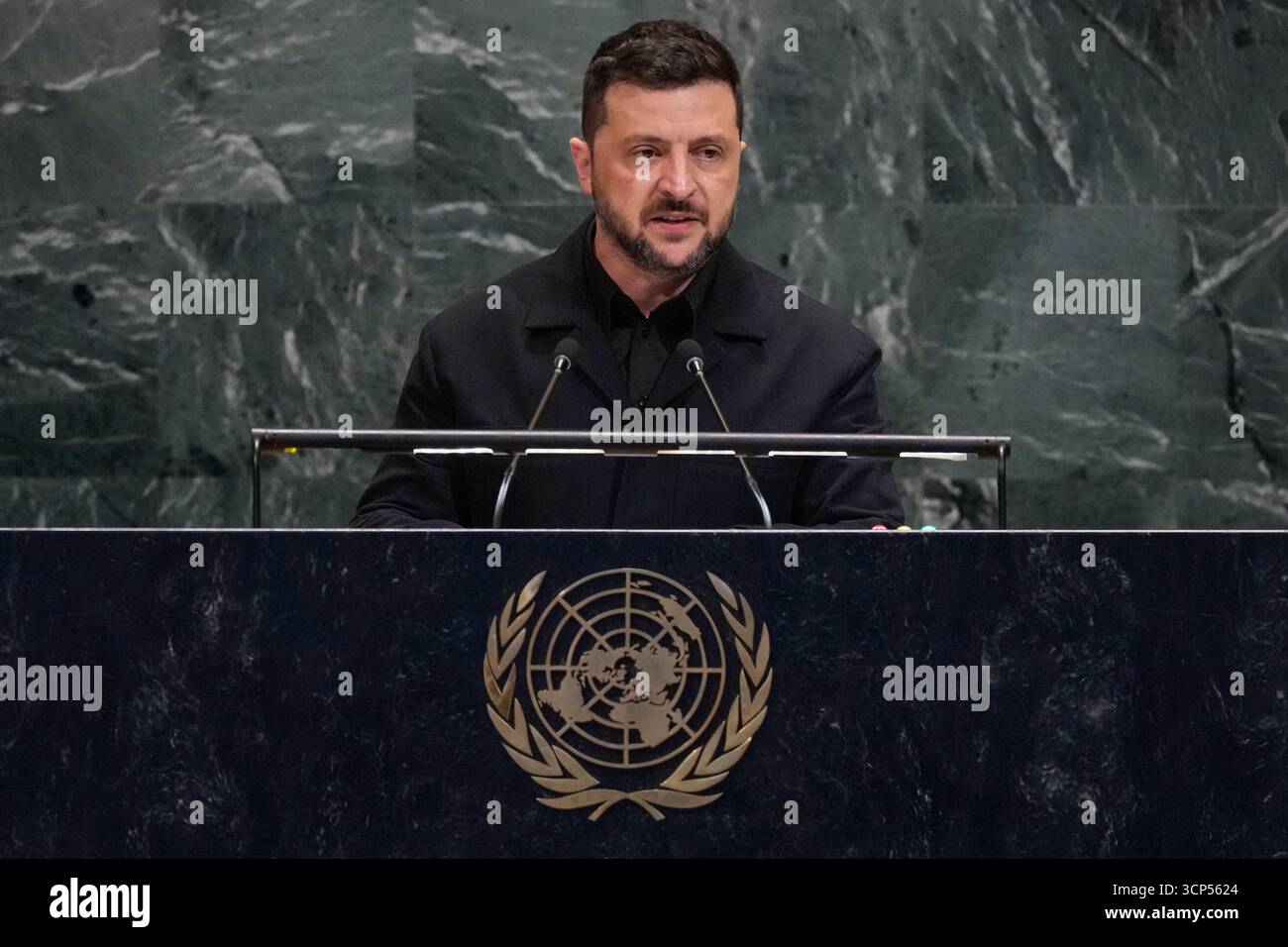Ukraine President Volodymyr Zelenskyy addresses the 80th session of the ...
