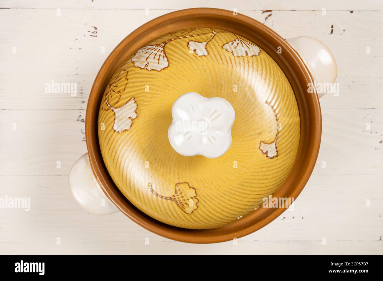 top view rustic ceramic pot Stock Photo