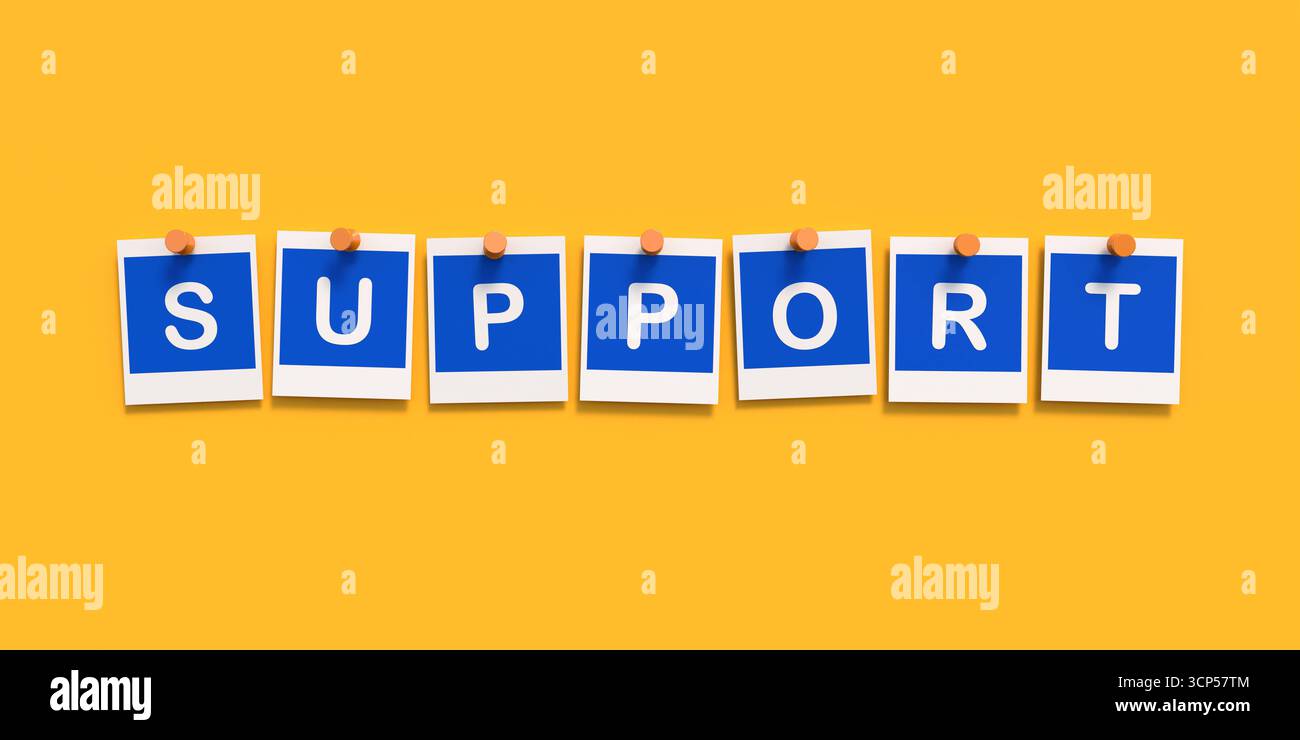 Please Support Blue Support, blue photos with white letters and yellow background. Support ...