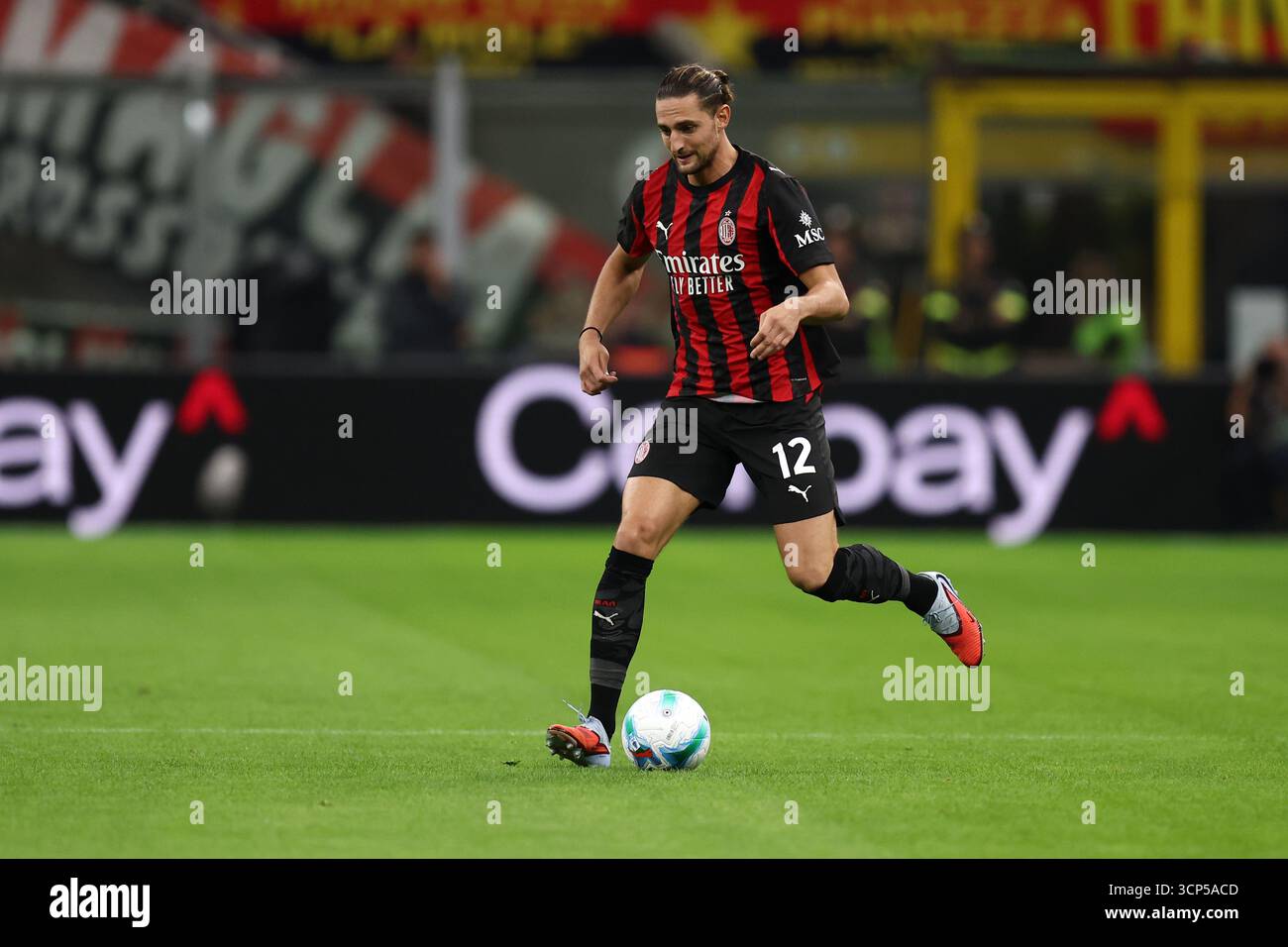 Adrien Rabiot of Ac Milan in action during the Coppa Italia Round of 16 ...